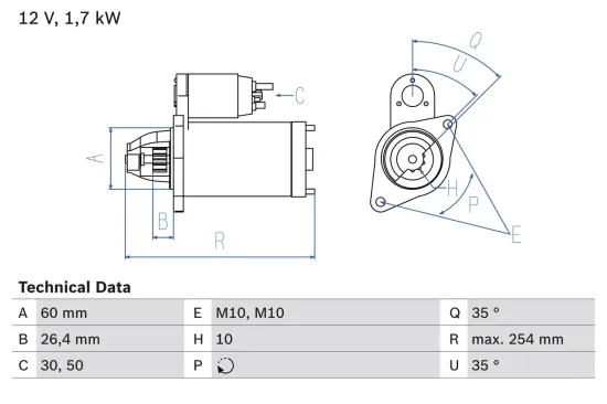 Starter 12 V 1,7 kW BOSCH 0 986 021 330 Bild Starter 12 V 1,7 kW BOSCH 0 986 021 330