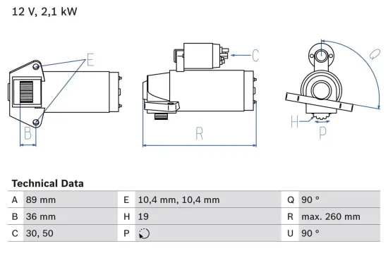 Starter 12 V 2,1 kW BOSCH 0 986 021 351 Bild Starter 12 V 2,1 kW BOSCH 0 986 021 351