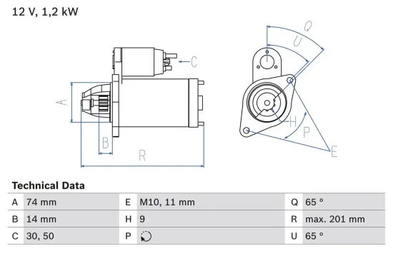 Starter 12 V 1,2 kW BOSCH 0 986 021 530 Bild Starter 12 V 1,2 kW BOSCH 0 986 021 530