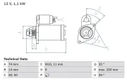 Starter 12 V 1,1 kW BOSCH 0 986 021 560