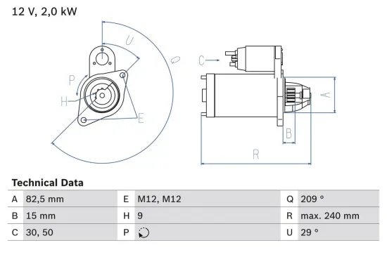 Starter 12 V 2 kW BOSCH 0 986 021 610 Bild Starter 12 V 2 kW BOSCH 0 986 021 610