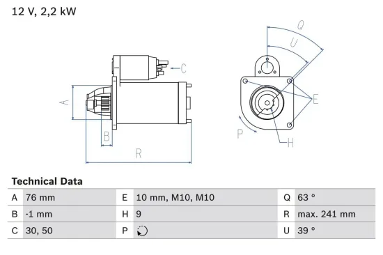 Starter 12 V 2,2 kW BOSCH 0 986 021 620 Bild Starter 12 V 2,2 kW BOSCH 0 986 021 620