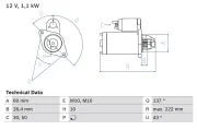 Starter 12 V 1,1 kW BOSCH 0 986 021 800