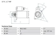 Starter 12 V 1,7 kW BOSCH 0 986 021 980