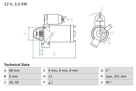 Starter 12 V 2,2 kW BOSCH 0 986 022 020 Bild Starter 12 V 2,2 kW BOSCH 0 986 022 020