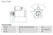 Starter 12 V 1,7 kW BOSCH 0 986 022 061