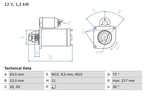 Starter 12 V 1,4 kW BOSCH 0 986 022 131 Bild Starter 12 V 1,4 kW BOSCH 0 986 022 131