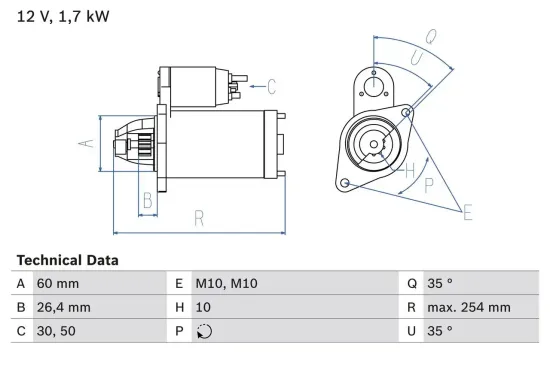 Starter 12 V 1,7 kW BOSCH 0 986 022 240 Bild Starter 12 V 1,7 kW BOSCH 0 986 022 240