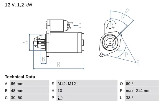 Starter 12 V 1,2 kW BOSCH 0 986 022 430 Bild Starter 12 V 1,2 kW BOSCH 0 986 022 430