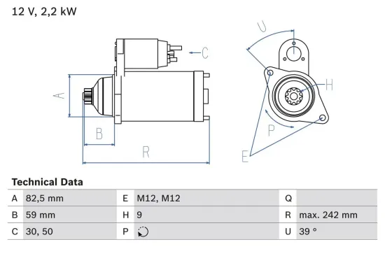 Starter 12 V 2,2 kW BOSCH 0 986 022 460 Bild Starter 12 V 2,2 kW BOSCH 0 986 022 460