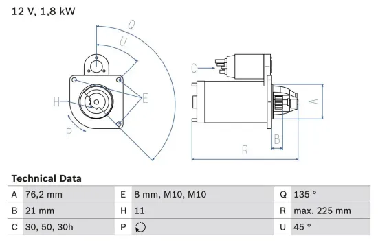 Starter 12 V 1,8 kW BOSCH 0 986 022 581 Bild Starter 12 V 1,8 kW BOSCH 0 986 022 581