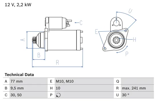 Starter 12 V 2,2 kW BOSCH 0 986 022 700 Bild Starter 12 V 2,2 kW BOSCH 0 986 022 700