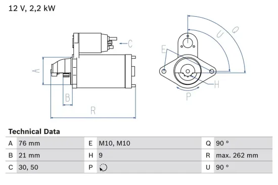 Starter 12 V 2,2 kW BOSCH 0 986 022 710 Bild Starter 12 V 2,2 kW BOSCH 0 986 022 710