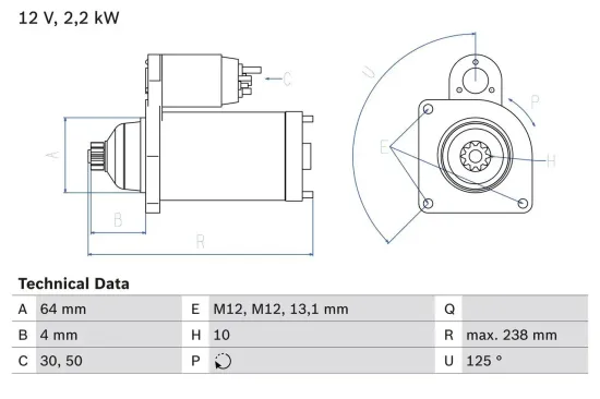 Starter 12 V 2,2 kW BOSCH 0 986 022 770 Bild Starter 12 V 2,2 kW BOSCH 0 986 022 770