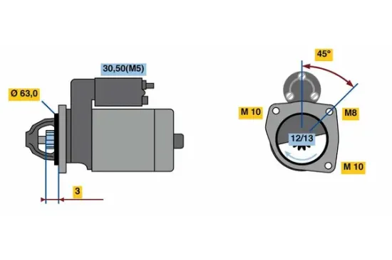 Starter 12 V 1,6 kW 1,4 kW BOSCH 0 986 022 800 Bild Starter 12 V 1,6 kW 1,4 kW BOSCH 0 986 022 800