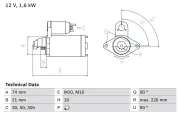 Starter 12 V 1,6 kW BOSCH 0 986 022 930