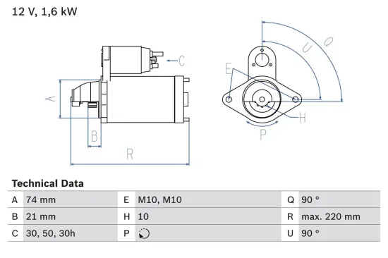 Starter 12 V 1,6 kW BOSCH 0 986 022 930 Bild Starter 12 V 1,6 kW BOSCH 0 986 022 930