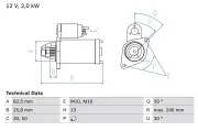 Starter 12 V 2 kW BOSCH 0 986 023 000