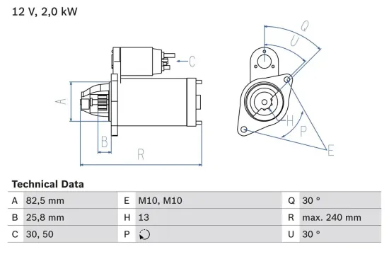 Starter 12 V 2 kW BOSCH 0 986 023 000 Bild Starter 12 V 2 kW BOSCH 0 986 023 000