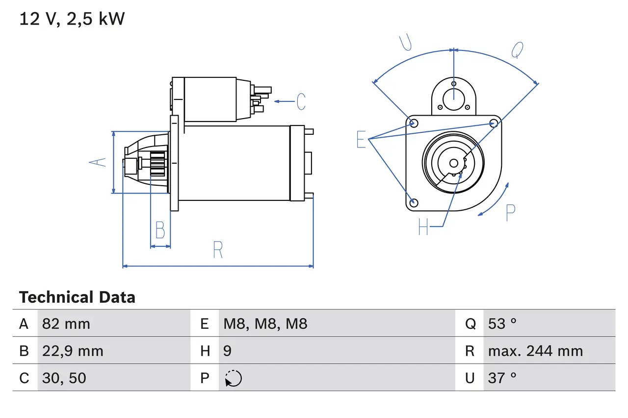 Starter 12 V 2,5 kW BOSCH 0 986 023 120