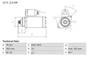 Starter 12 V 2,2 kW BOSCH 0 986 023 220