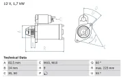 Starter 12 V 1,7 kW BOSCH 0 986 023 370
