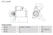 Starter 12 V 1 kW BOSCH 0 986 023 470