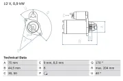Starter 12 V 0,9 kW BOSCH 0 986 023 520