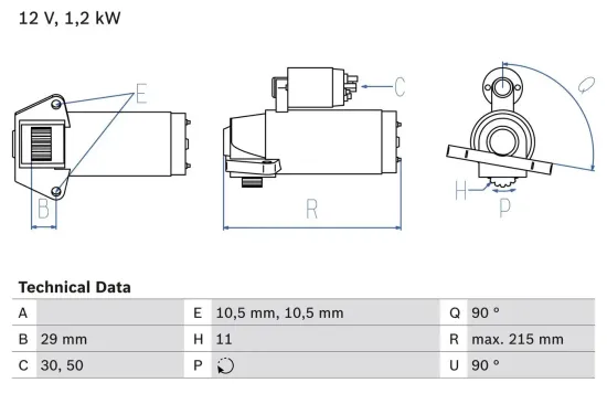 Starter 12 V 1,2 kW BOSCH 0 986 023 570 Bild Starter 12 V 1,2 kW BOSCH 0 986 023 570