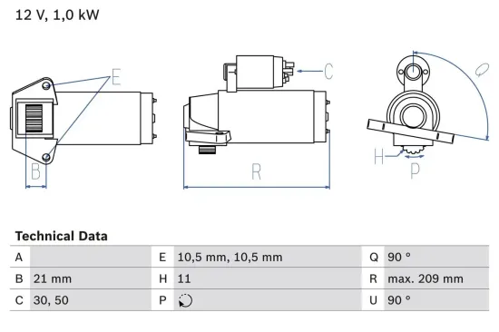 Starter 12 V 1 kW BOSCH 0 986 023 610 Bild Starter 12 V 1 kW BOSCH 0 986 023 610