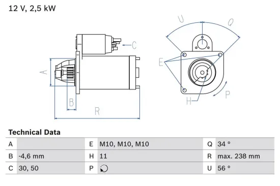 Starter 12 V 2,5 kW BOSCH 0 986 023 850 Bild Starter 12 V 2,5 kW BOSCH 0 986 023 850