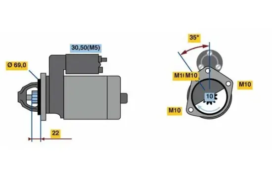Starter 12 V 1 kW BOSCH 0 986 023 870 Bild Starter 12 V 1 kW BOSCH 0 986 023 870