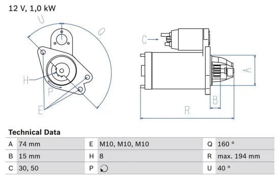 Starter 12 V 1 kW BOSCH 0 986 023 920 Bild Starter 12 V 1 kW BOSCH 0 986 023 920