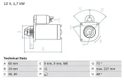 Starter 12 V 1,7 kW BOSCH 0 986 023 930