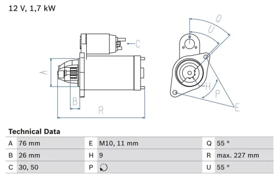 Starter 12 V 1,7 kW BOSCH 0 986 023 940 Bild Starter 12 V 1,7 kW BOSCH 0 986 023 940