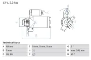 Starter 12 V 2,2 kW BOSCH 0 986 023 960