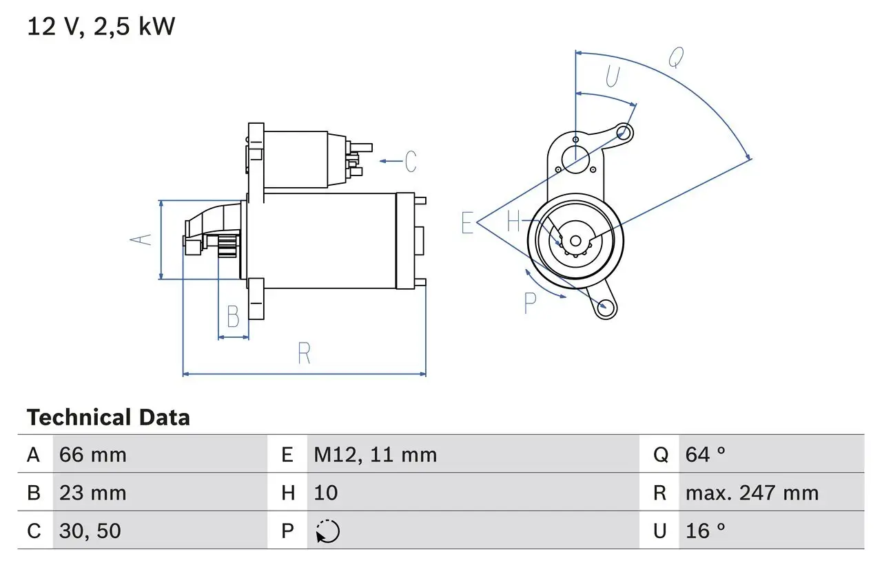 Starter 12 V 2,5 kW BOSCH 0 986 024 040