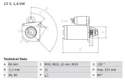 Starter 12 V 1,4 kW BOSCH 0 986 024 130