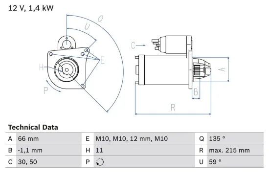 Starter 12 V 1,4 kW BOSCH 0 986 024 130 Bild Starter 12 V 1,4 kW BOSCH 0 986 024 130