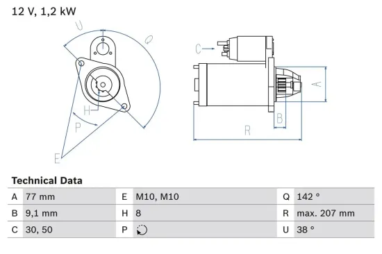 Starter 12 V 1,2 kW BOSCH 0 986 024 150 Bild Starter 12 V 1,2 kW BOSCH 0 986 024 150