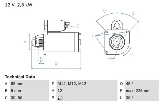 Starter 12 V 2,3 kW BOSCH 0 986 024 240 Bild Starter 12 V 2,3 kW BOSCH 0 986 024 240