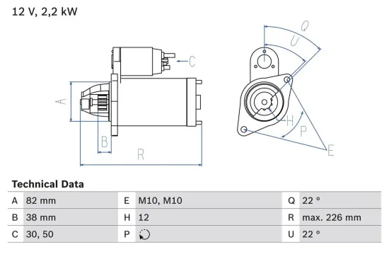 Starter 12 V 2,2 kW BOSCH 0 986 024 380 Bild Starter 12 V 2,2 kW BOSCH 0 986 024 380