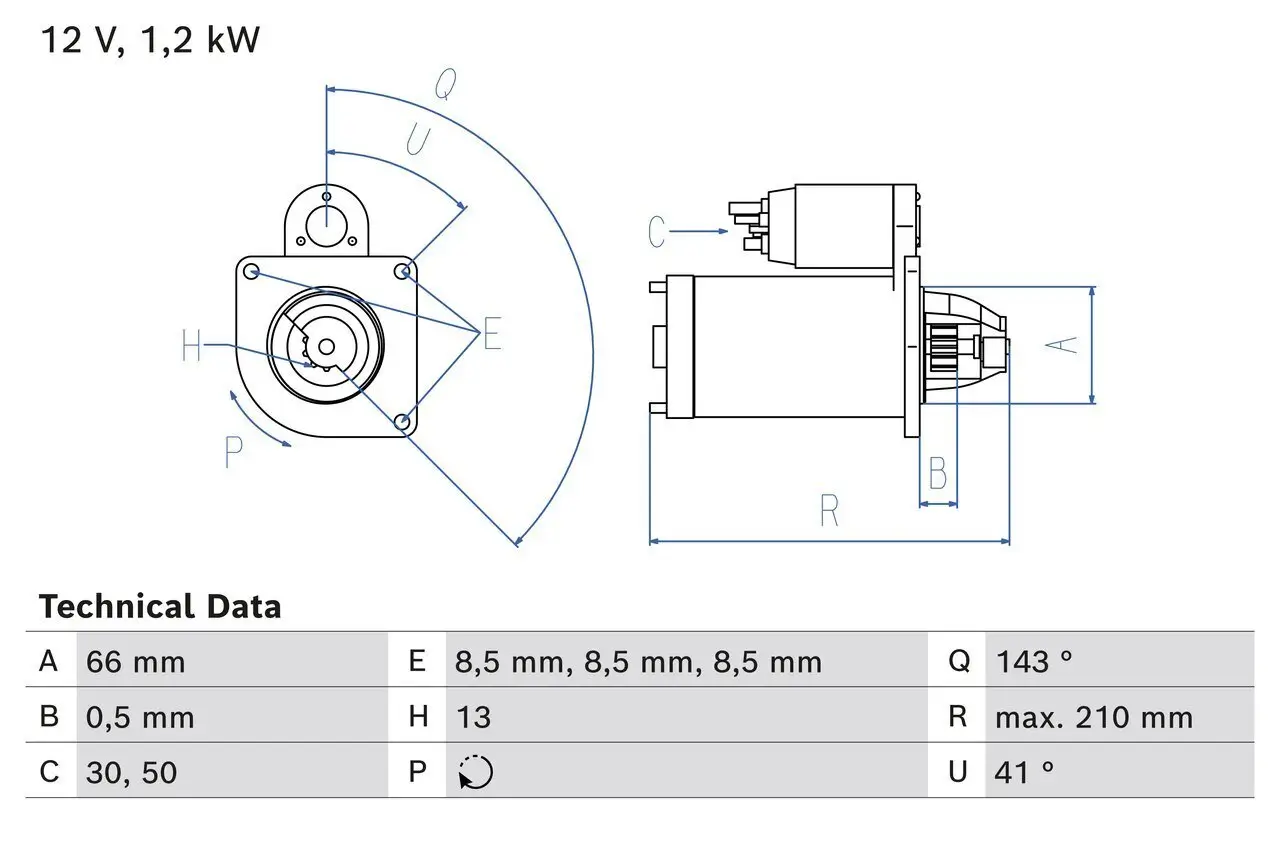 Starter 12 V 1,2 kW BOSCH 0 986 025 000