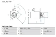 Starter 12 V 1,9 kW BOSCH 0 986 025 040