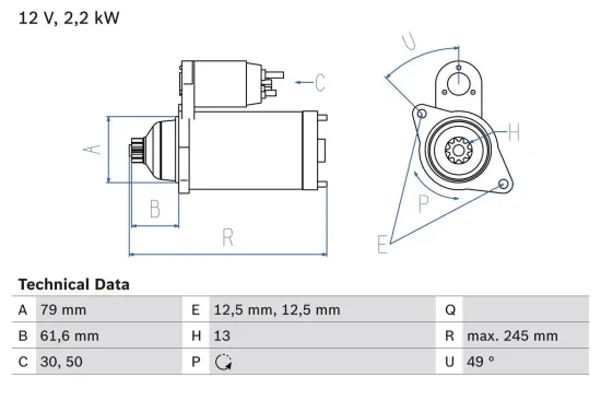 Starter 12 V 2,2 kW BOSCH 0 986 025 110 Bild Starter 12 V 2,2 kW BOSCH 0 986 025 110