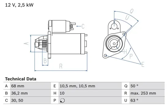 Starter 12 V 2,5 kW BOSCH 0 986 025 120 Bild Starter 12 V 2,5 kW BOSCH 0 986 025 120