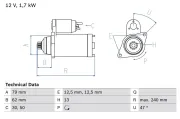 Starter 12 V 1,7 kW BOSCH 0 986 025 150