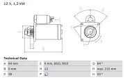 Starter 12 V 1,2 kW BOSCH 0 986 025 180