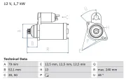 Starter 12 V 1,7 kW BOSCH 0 986 025 220