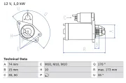Starter 12 V 1 kW BOSCH 0 986 025 290